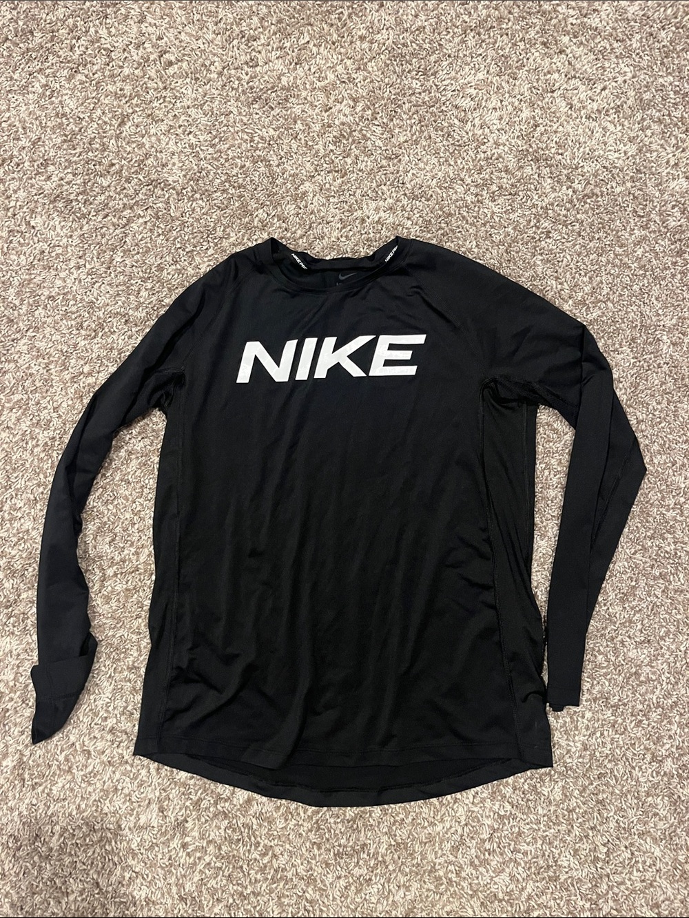 Nike Black Long-Sleeve Logo Athletic Top